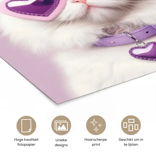 Kat - Love - Paars - Valentijn poster papier klein -closeup_NL