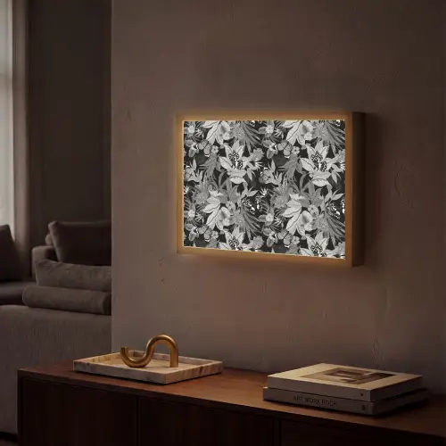 Zomer - Vlinder - Zwart - Grijs Light Box met batterij (Wandlamp) middel 907 -sfeer1