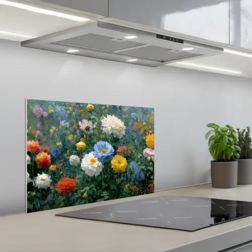 Close-up - Veld - Bloemen - Kleurrijk keuken achterwand spatscherm klein -3d_schuin