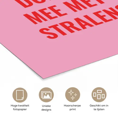 Roze - Zon - Quote poster papier klein -closeup_NL