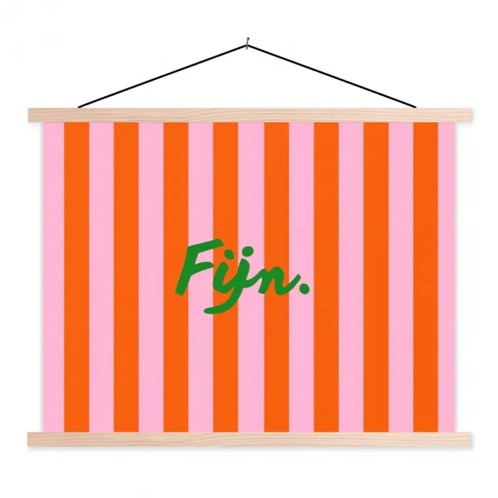 Patroon - Oranje - Fijn - Strepen textielposter latten blank klein -3d