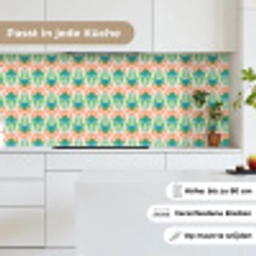 Retro - Bloemen - Design - Groen - Oranje keuken achterwand 2 middel 871 -sfeer4_DE