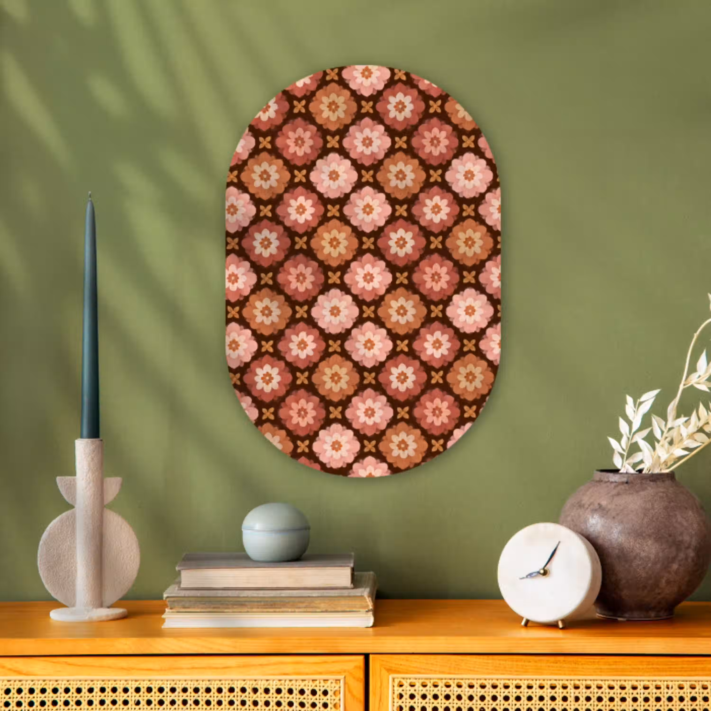 Geometrisch - Bloemen - Kleurrijk Wandcirkel Ovaal Forex klein 630 -sfeer2
