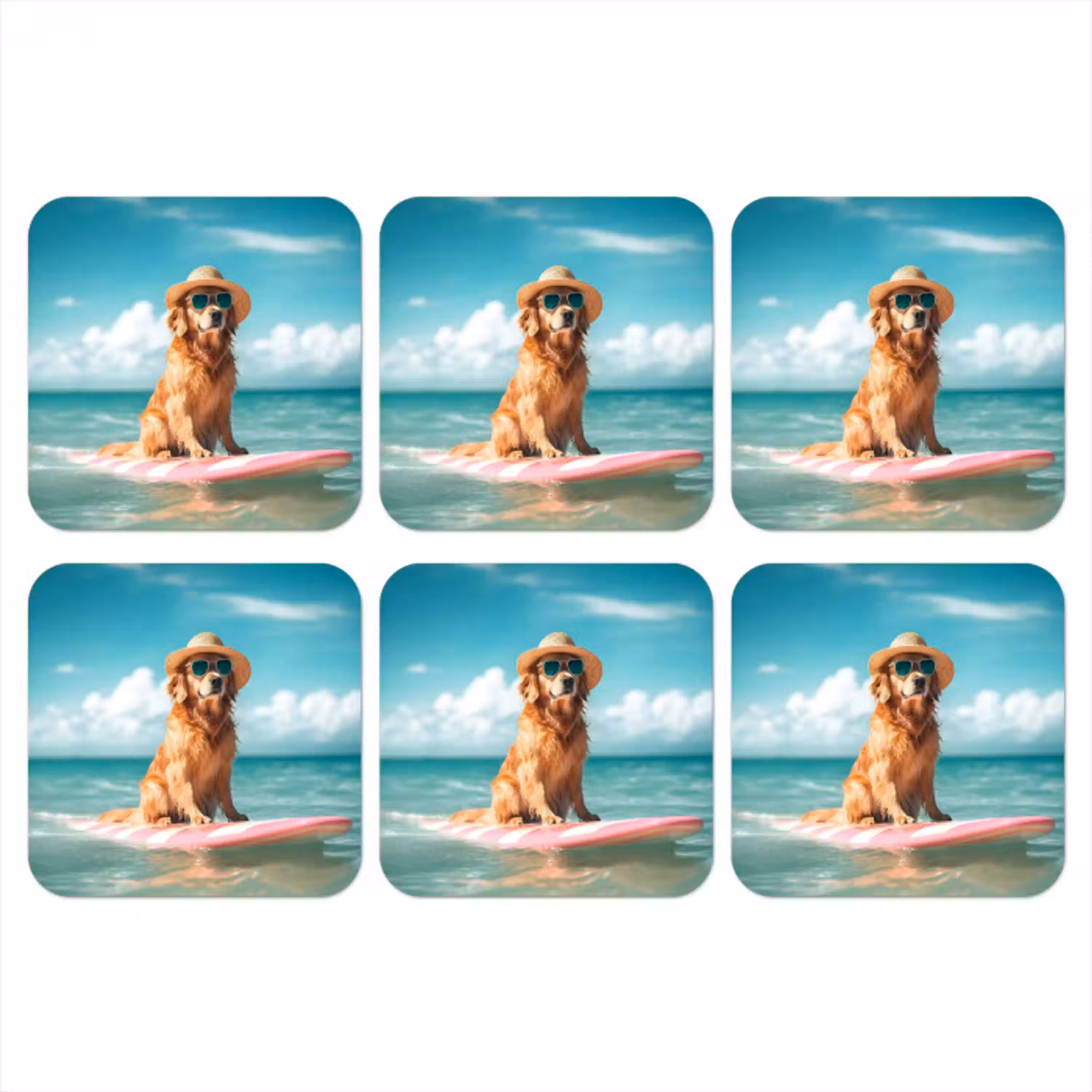 Zeewater - Hond - Golden retriever - Zonnebril onderzetter kurk middel -3d