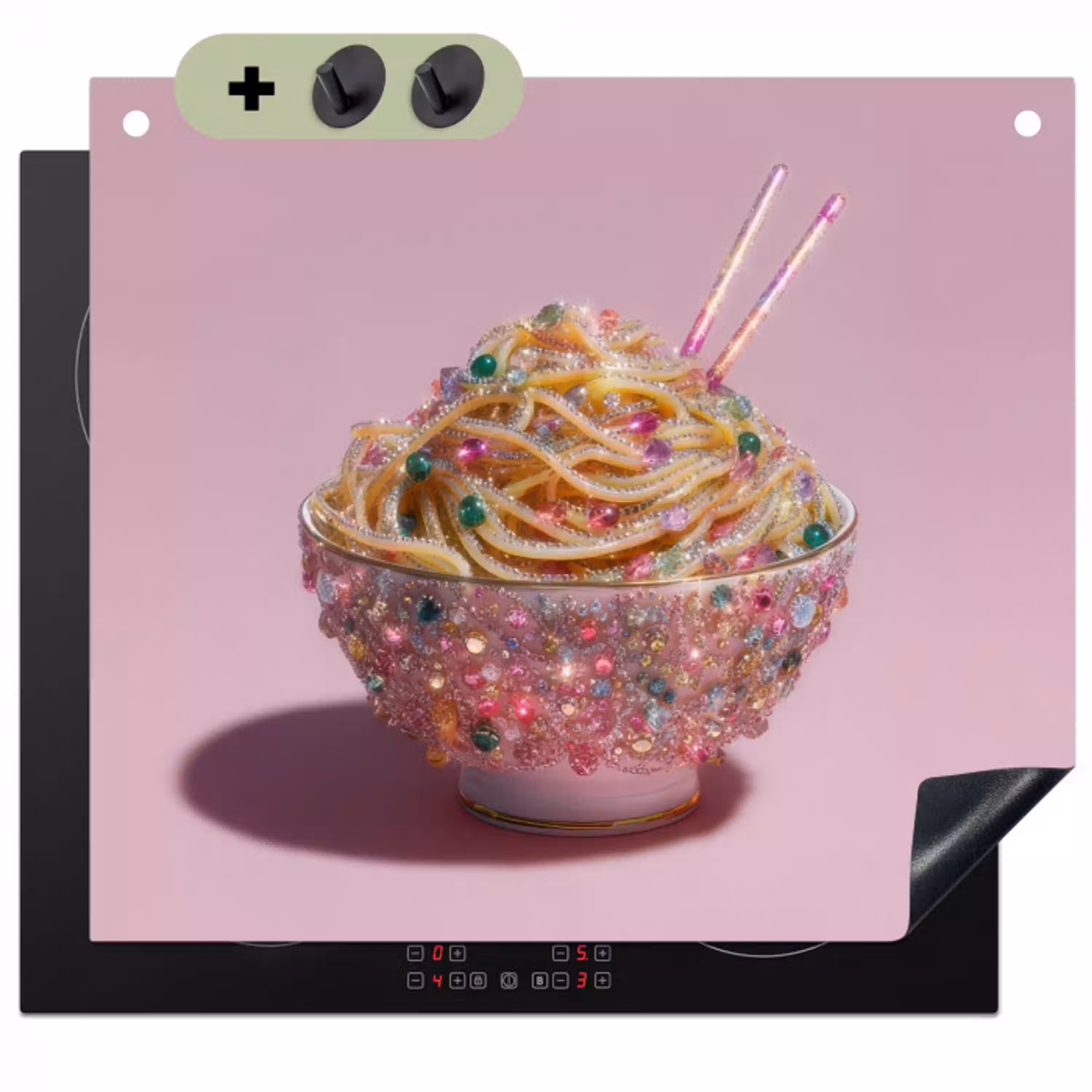 Noodles - Edelstenen - Stokjes - Roze Inductie beschemer met haakjes klein -3d