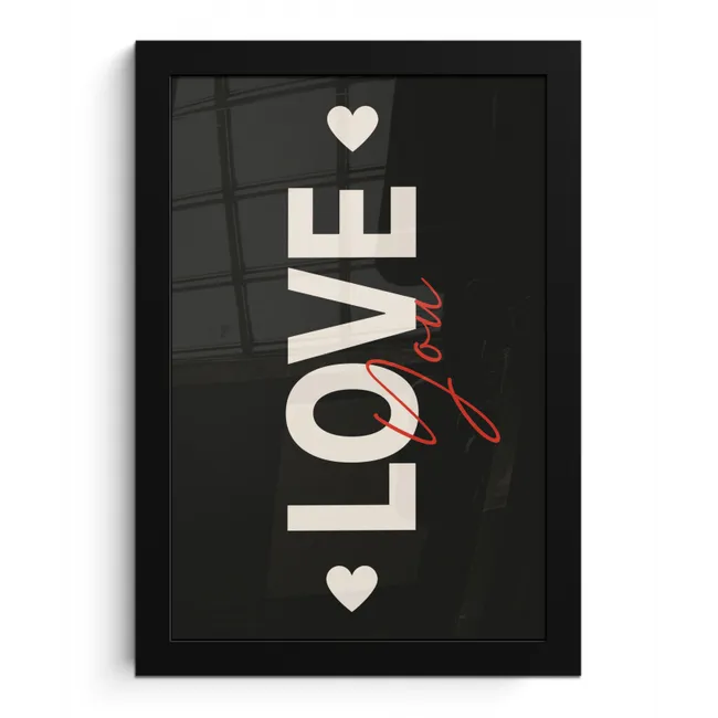 Love - Rood - Valentijn fotolijst zwart zonder passe partout klein -3d