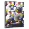 Melkmeisje - Mondriaan - Collage Textielframe zwart klein -3d