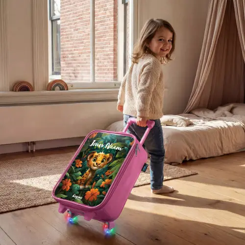 Liam luipaardje Kinderkoffer - Roze klein -sfeer1