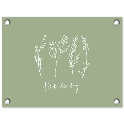 Pluk de Dag tuinposter los doek klein -3d