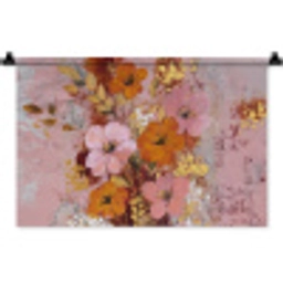 Schilderij - Bloemen - Rustiek - Roze Wandkleed katoen klein -zz3d