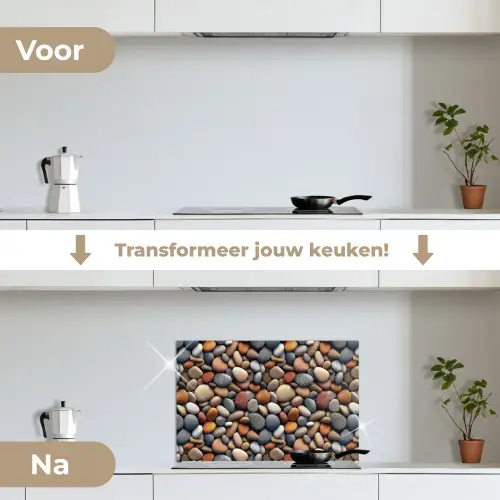Kleuren - Matte - Stenen keuken achterwand spatscherm klein 900 -voor_na_NL