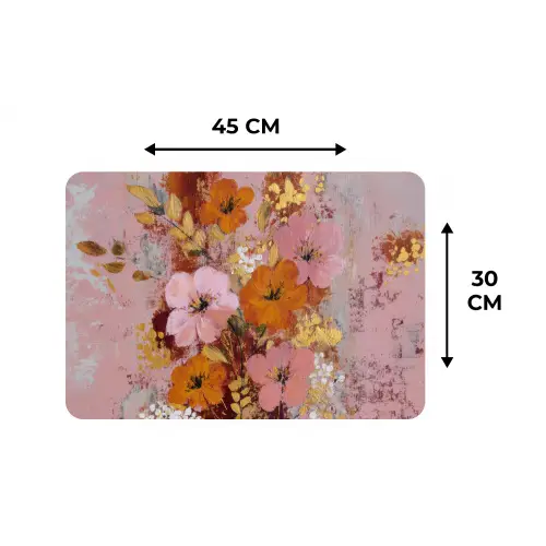 Schilderij - Bloemen - Rustiek - Roze Placemat vinyl groot -specs