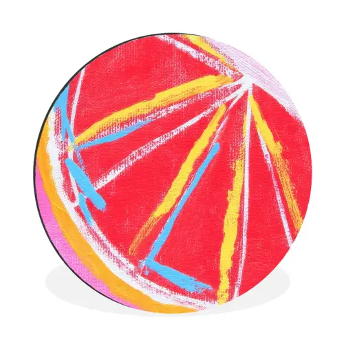 Grapefruit - Geschilderd - Roze - Strepen Wandcirkel aluminium klein -3d