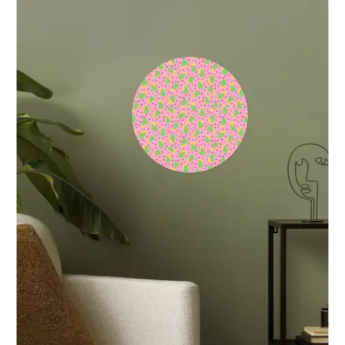 Roze - Streepjes - Groen - Peer Wandcirkel behangsticker klein 186 -sfeer2