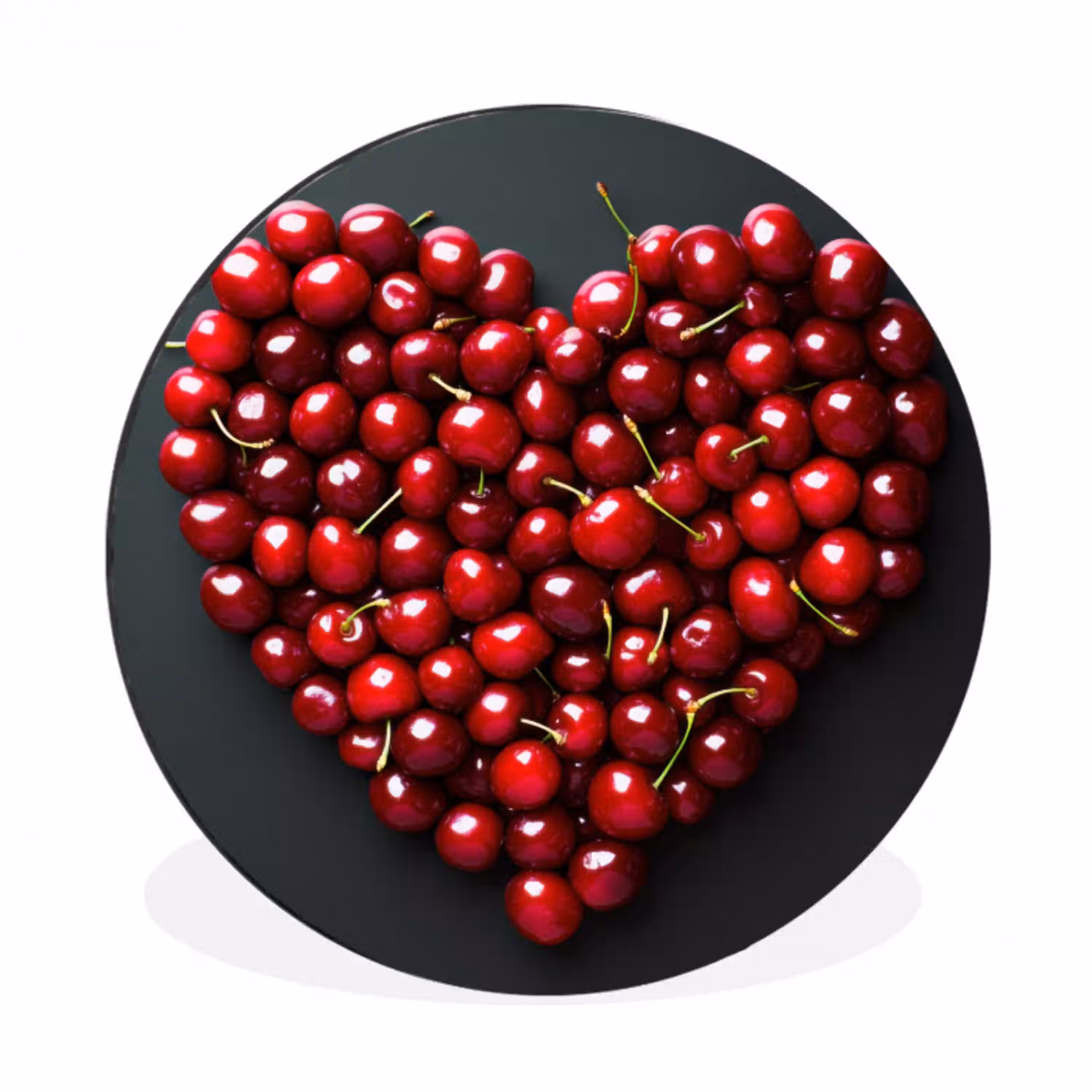 Kersen - Hart - Rood - Zwart Wandcirkel aluminium klein -3d