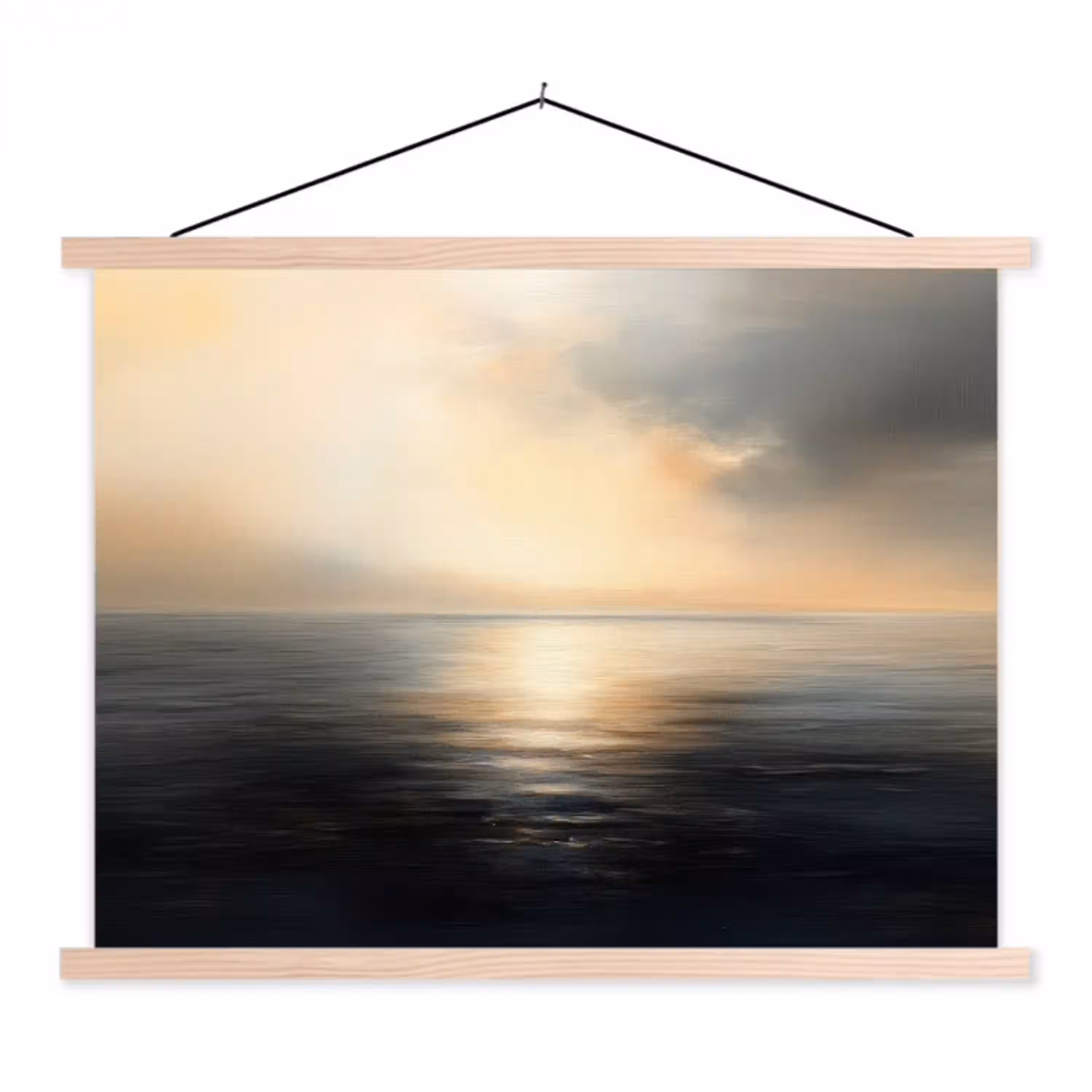 Zon - Horizon - Zee textielposter latten blank klein -3d
