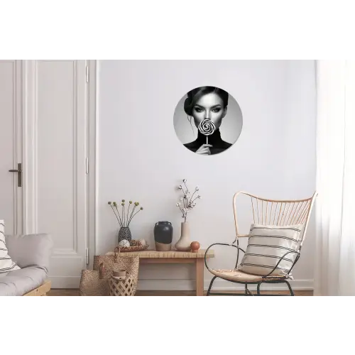 Vrouw - Lolly - Zwart Wandcirkel aluminium klein -woonkamer