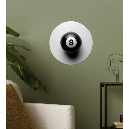 Biljartbal - Getal - Acht - Wit Wandcirkel behangsticker klein -sfeer2