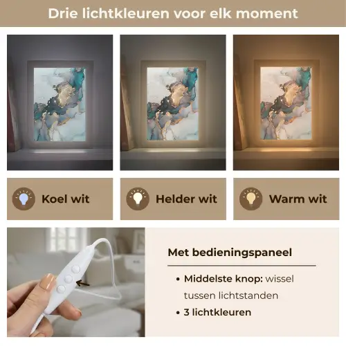 Blauw - Marmer - Goud Light Box met kabel (Tafellamp) klein -USP_lichtkleurNL