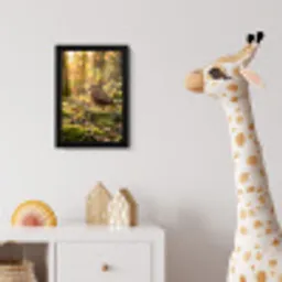 Houtsnip - Bos - Bladeren - Herfst - Gecamoufleerd fotolijst zwart zonder passe partout klein -usfeer4_kinderkamer