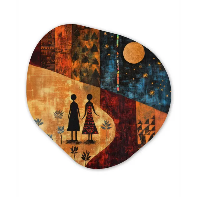 Silhouetten - Abstract - Zon - Maan Wandcirkel Organisch Forex 3mm klein -3d