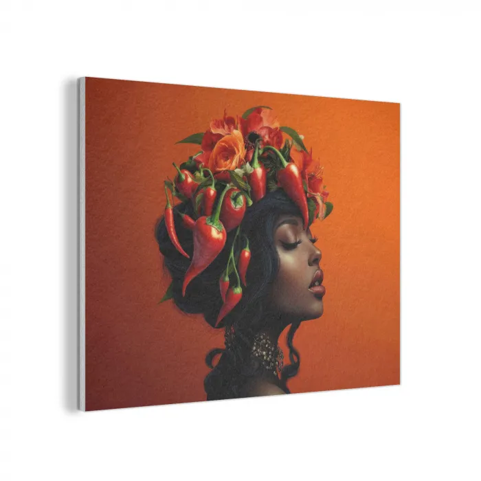 Vrouw - Chilipepers - Pepers - Bloemen PET vilt klein -3d