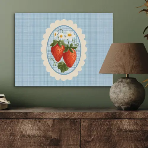 Aardbeien - Lijst - Rood - Geruit PET vilt klein -sfeer2