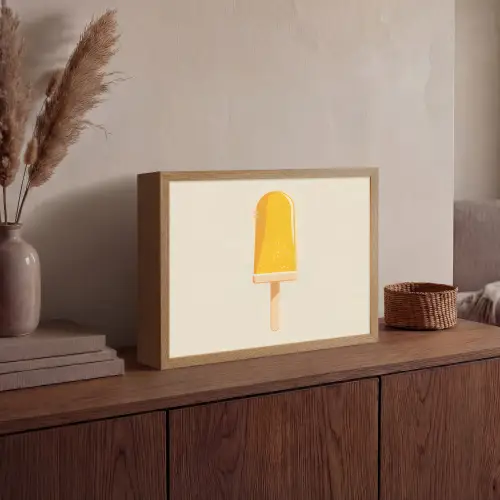 Oranje - Stokje - Waterijsje Light Box met batterij (Wandlamp) middel -sfeer2