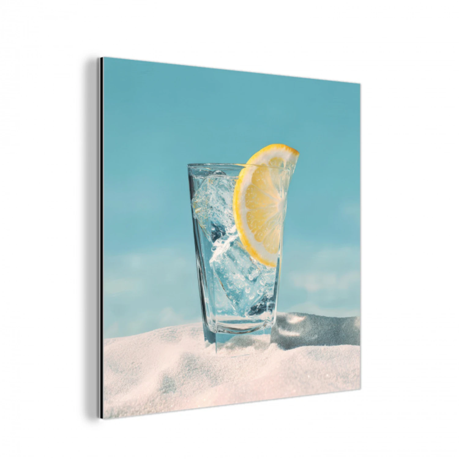 Glas - ijsblokjes - Citroen aluminium wit klein -3d