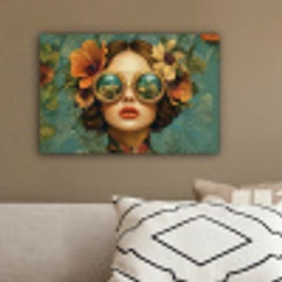 Vrouw - Bloemen - Vlinders - Natuur - Vintage canvas 2cm klein -sfeer3