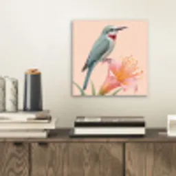 Vogel - Bloem - Natuur - Roze aluminium wit klein -sfeer1