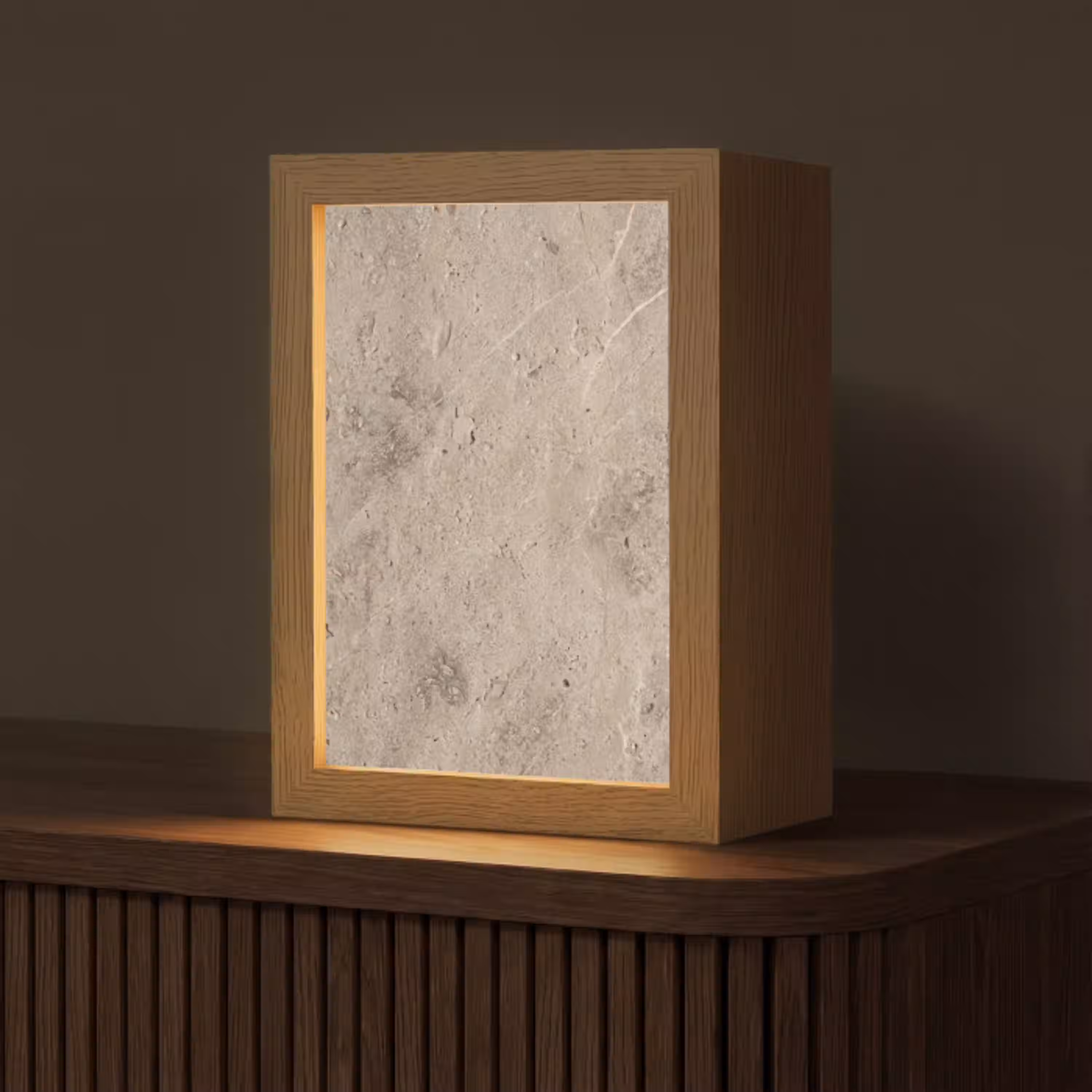 Textuur - Steen - Patroon - Rustiek - Beige Light Box met kabel (Tafellamp) klein -z3d_website