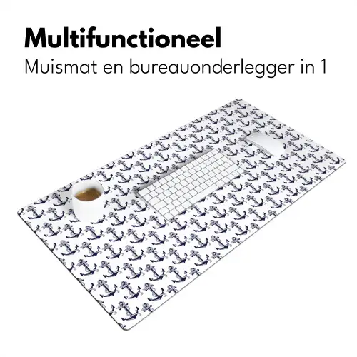 Oceaan - Anker - Blauw - Wit Muismat XXL klein 681 -sfeer4
