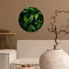 Bladeren - Regendruppels - Licht - Groen Wandcirkel behangsticker klein -sfeer1