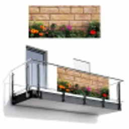 Bloemen - Bakstenen - Kleurrijk Balkonbeschermer Duitsland klein -3d