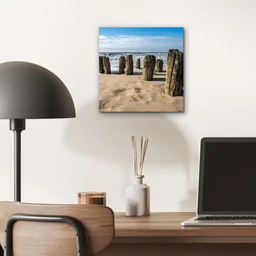 Zand - Strand - Paal - Water - Zomer aluminium wit klein -sfeer5