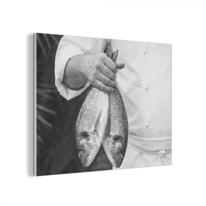 Vissen - Chef - Zwart - Wit PET vilt klein -3d