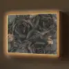 Rozen - Zwart - Bloemen - Goud Light Box met batterij (Wandlamp) middel -z3d_website