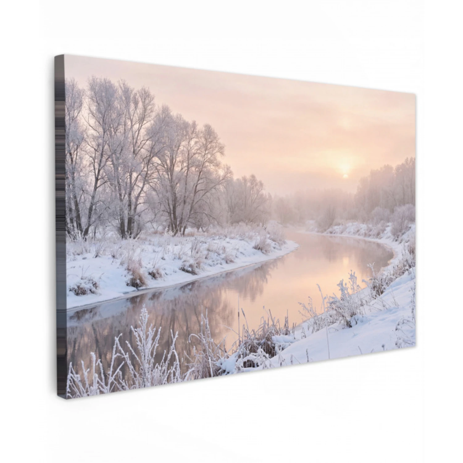 Rivier - Winter - Landschap - Sneeuw - Zonsopgang canvas 2cm klein -z3d