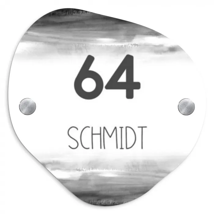 Aquarel - Zwart wit - Modern Naambord Organisch middel -3d
