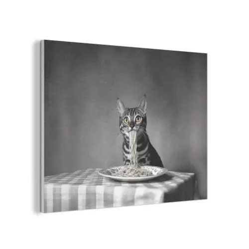 Bengaal - Kat - Tafelkleed - Zwart - Wit - Dier PET vilt klein -3d