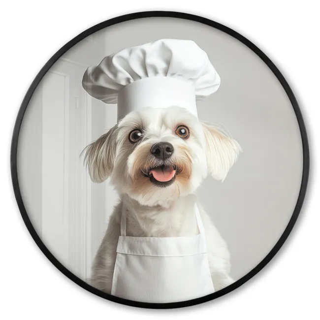 Photo Frame Round - Dog - White - Cook