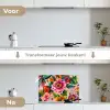 Bloemen - Kleurrijk - Roze keuken achterwand spatscherm klein -voor_na_NL