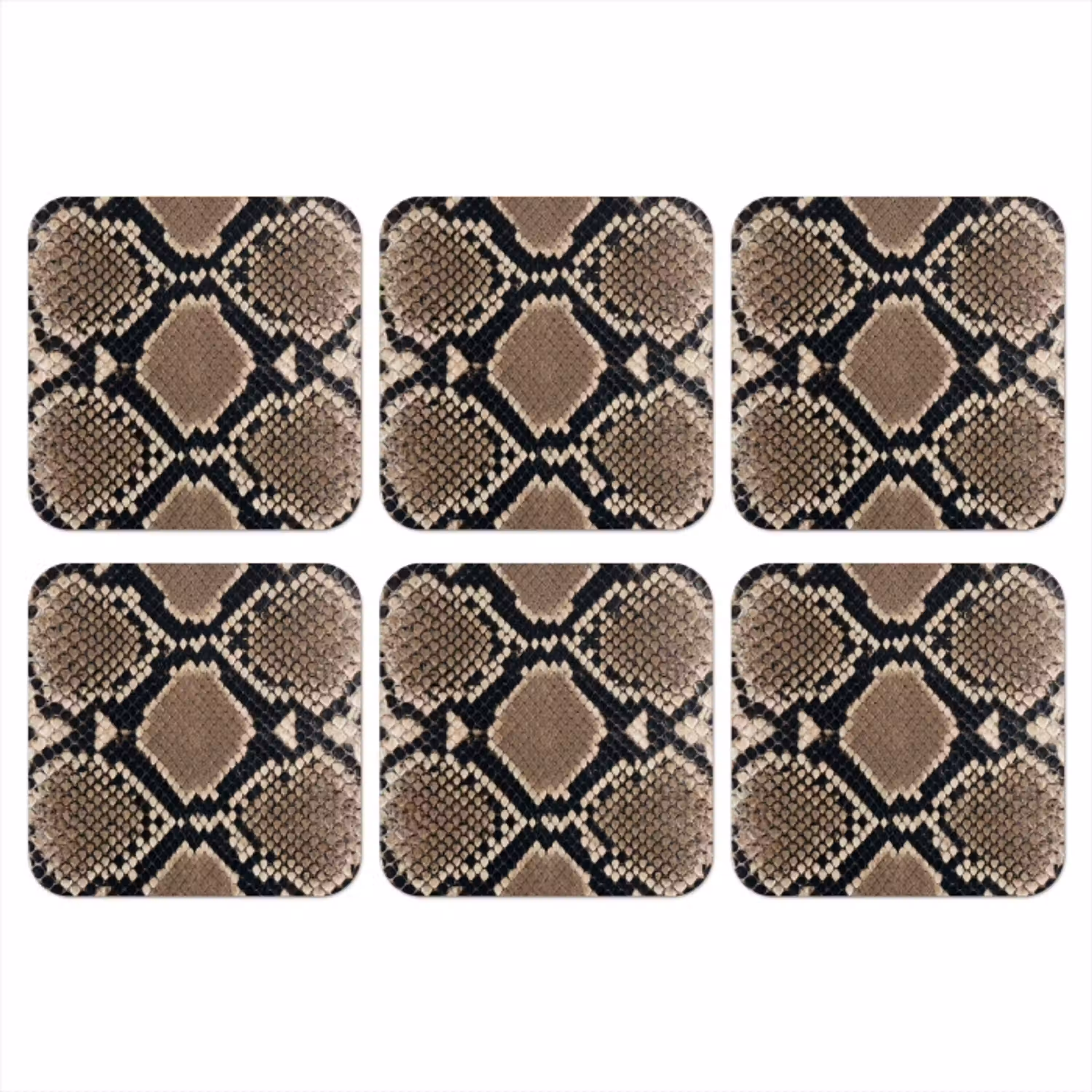 Slangenprint - Python - Bruin onderzetter kurk middel -3d