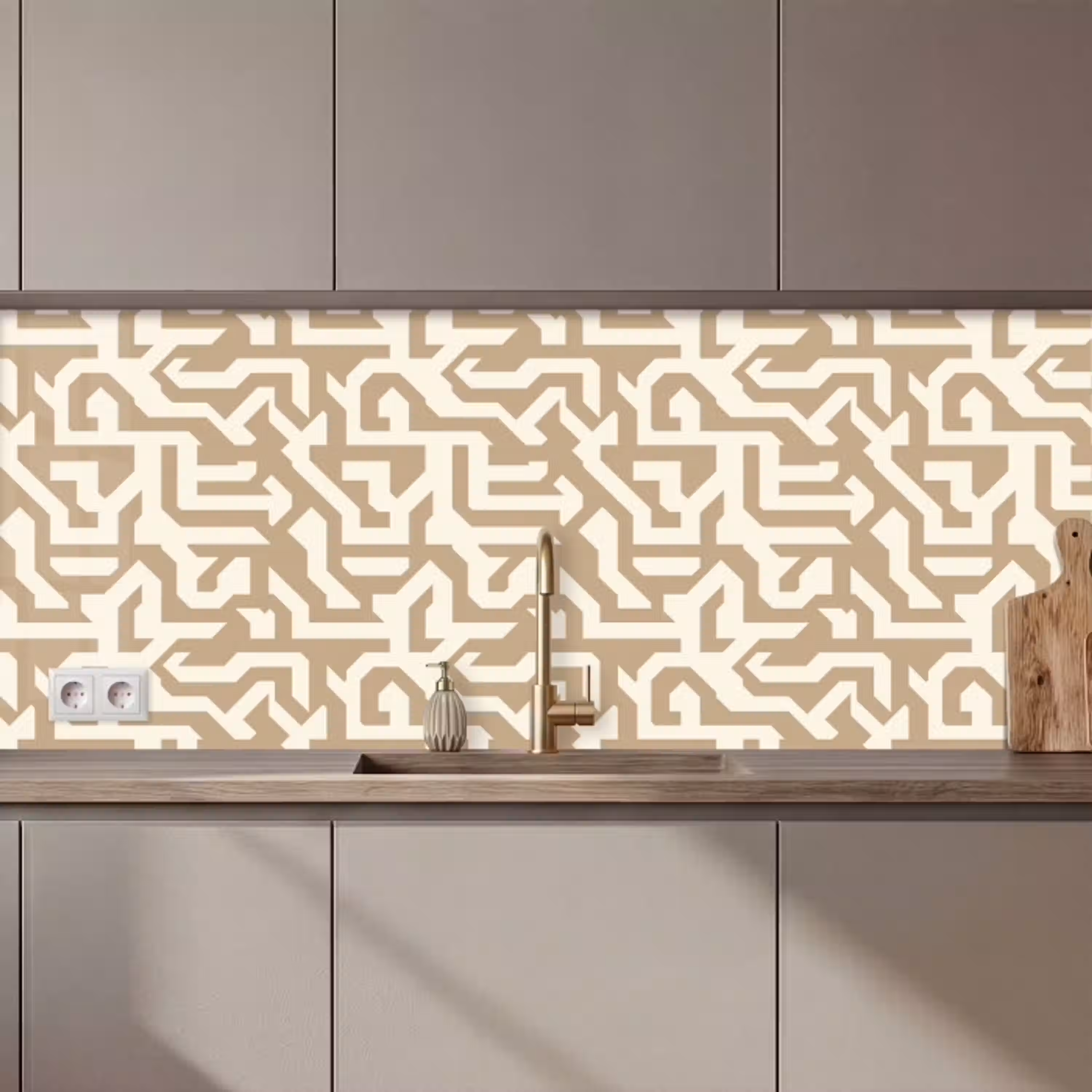 Modern - Abstract - Beige keuken achterwand 2 middel 871 zz_3dshopping