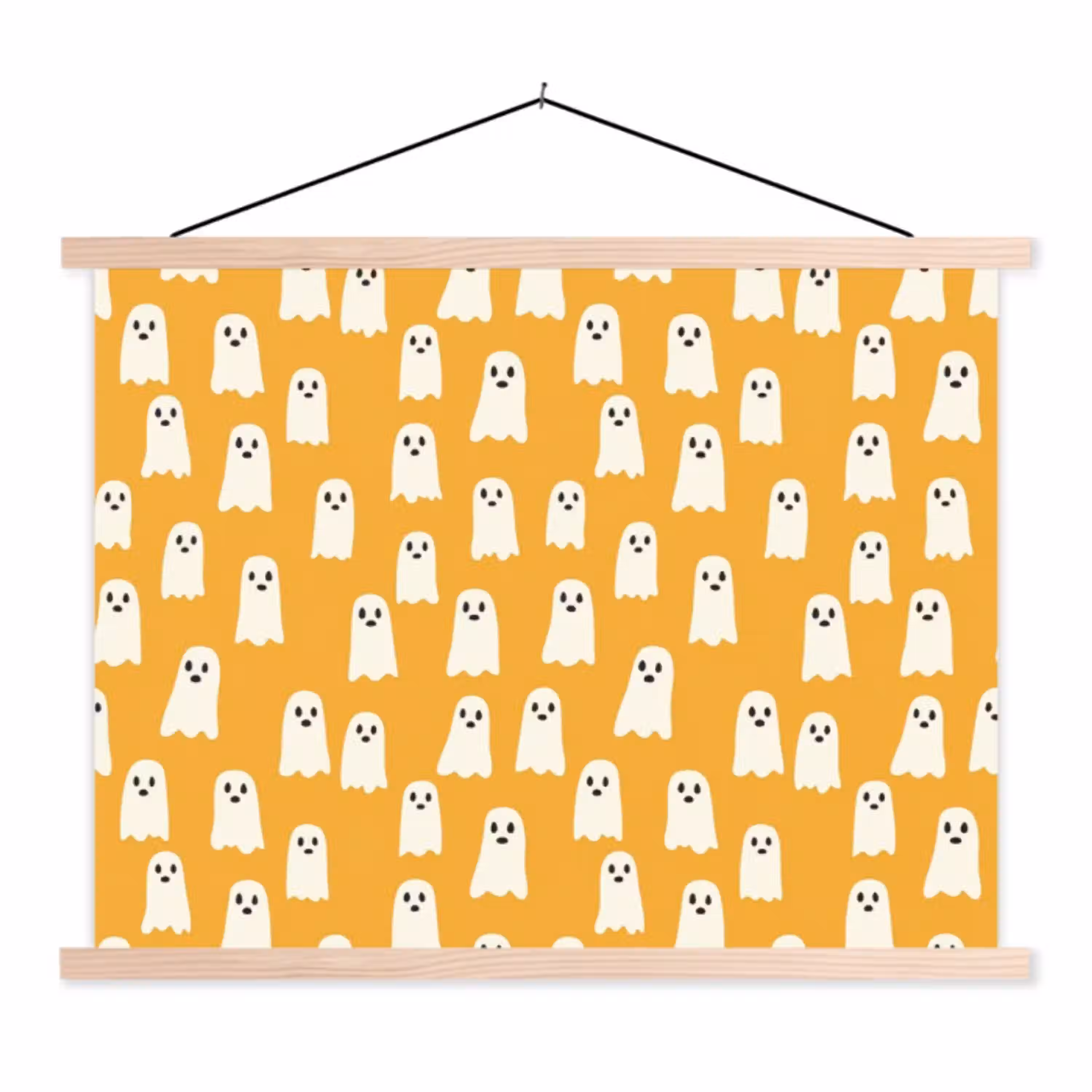 Halloween - Spookjes - Oker textielposter latten blank klein 122 -3d