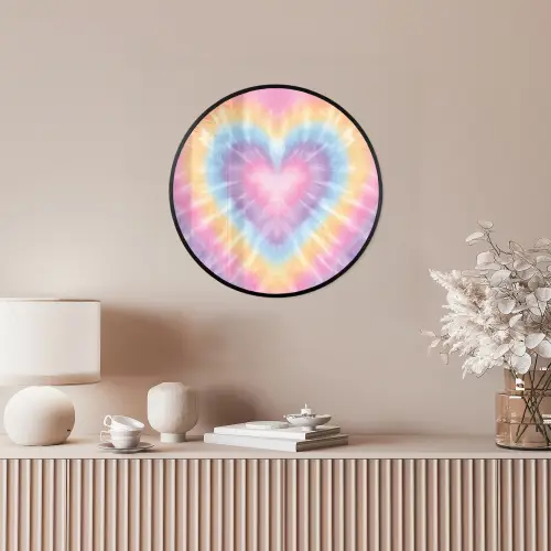 Hartvorm - Pastelkleuren - Tie Dye Fotolijst rond zonder passe partout klein -sfeer3