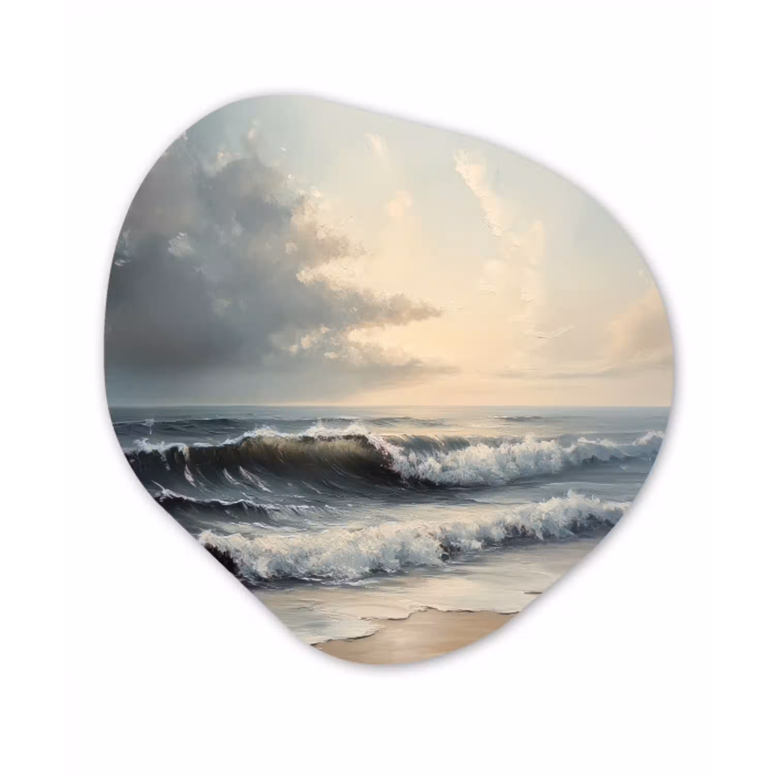 Strand - Zee - Zonsondergang Wandcirkel Organisch Plexiglas middel -3d