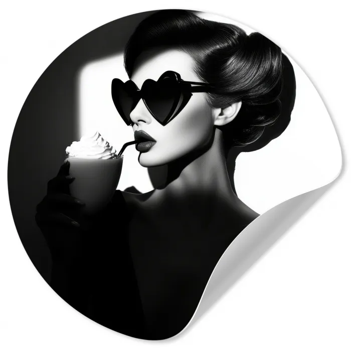 Vrouw - Zwart - Hart Wandcirkel behangsticker klein -3d