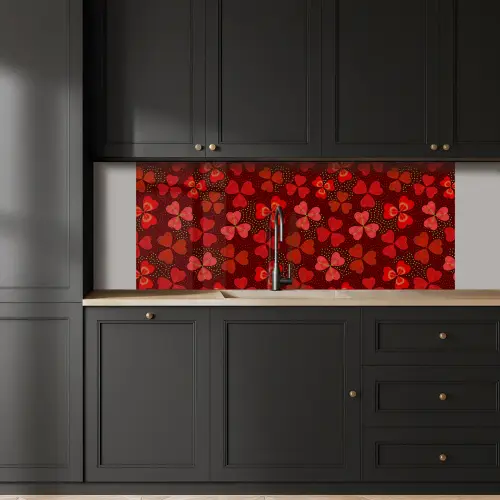 Patroon - Klaver - Rood keuken achterwand 2 middel 871 -sfeer1